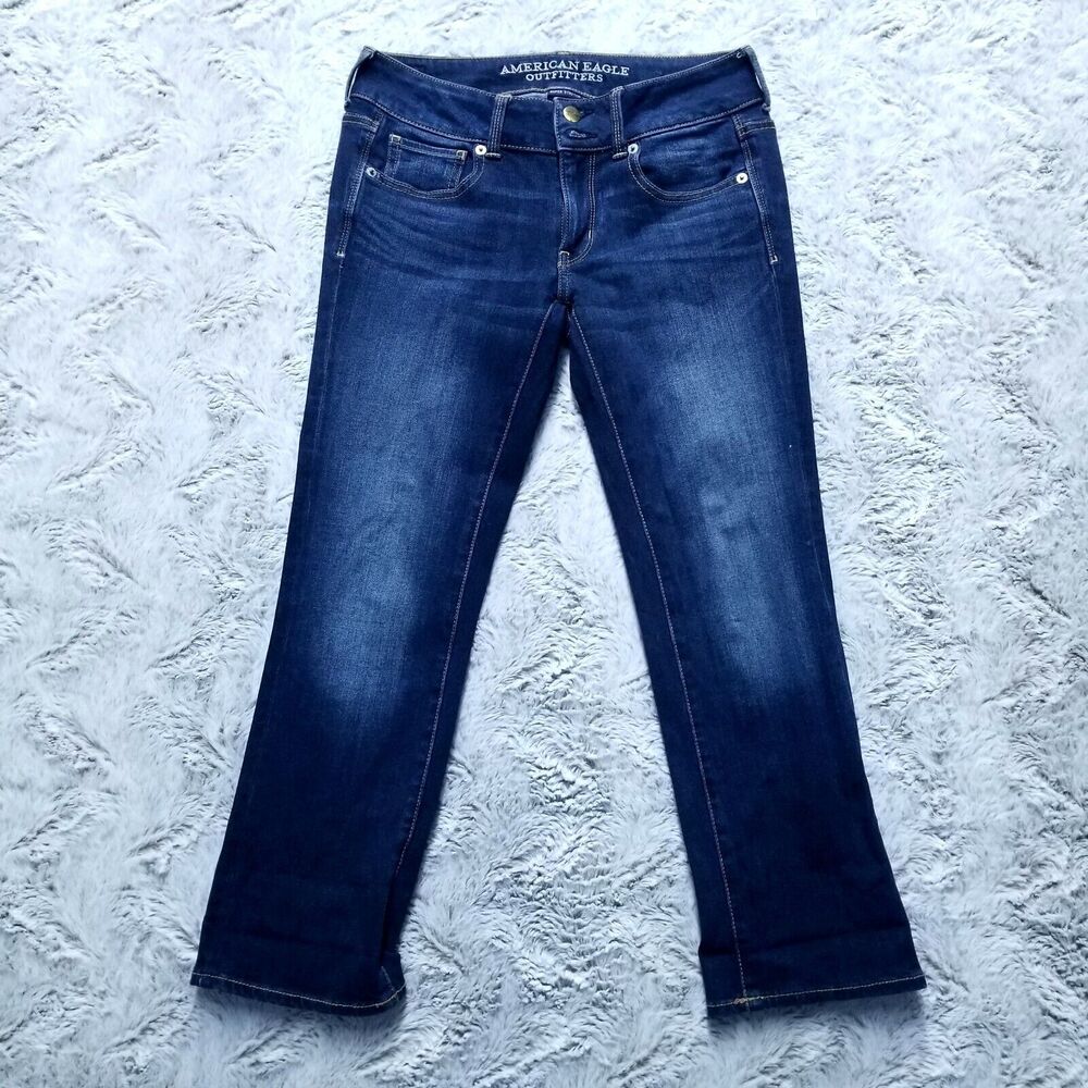 American Eagle Jeans Womens 4 Regular Blue Super Stretch Artist Crop Dark